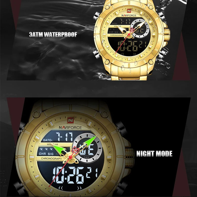 Relógio Masculino NAVIFORCE 9163 - Luxo, Esportivo e Resistente