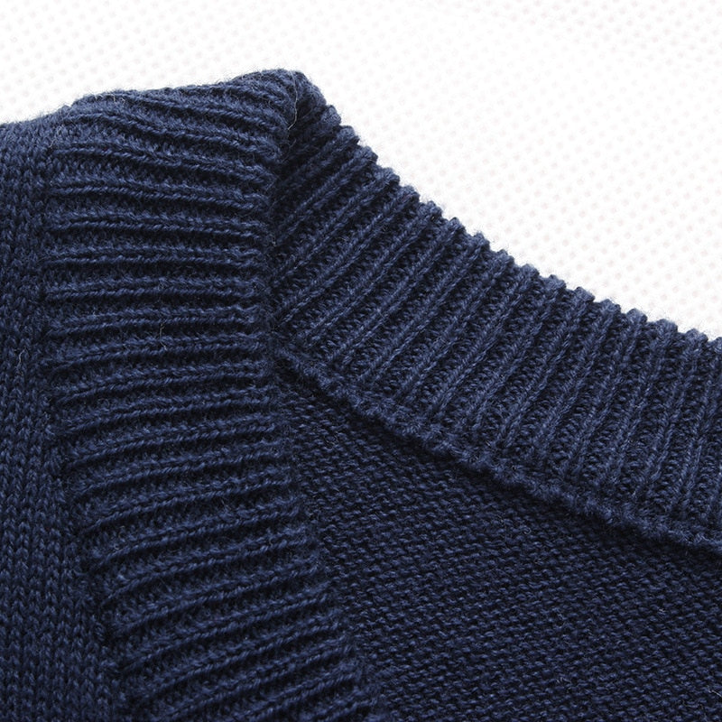 Suéter masculino casual com decote em listrado malha slim fit