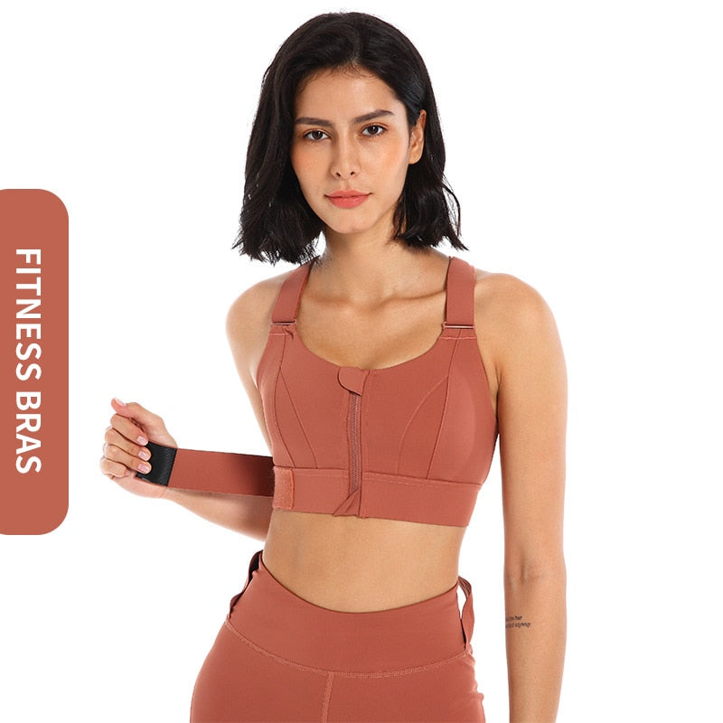 Sutiã Esportivo Nuvem Hide-Front Zipper para Mulheres fitness.