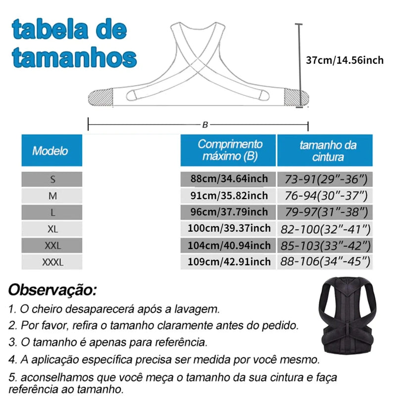 Colete Postural Premium: Suporte Lombar Ajustável e Alinhamento Perfeito da Coluna
