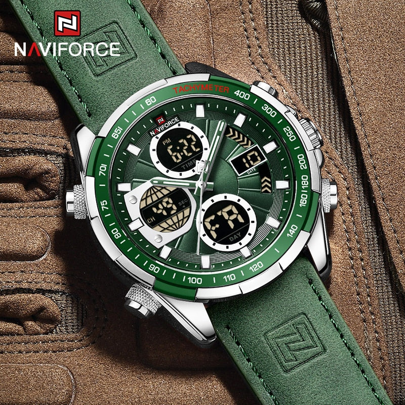 Novos relógios masculinos militares NAVIFORCE de luxo esportivo original à prova d'água de pulso de quartzo