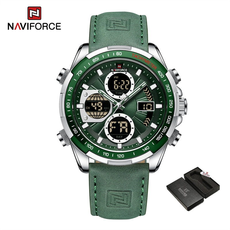 Novos relógios masculinos militares NAVIFORCE de luxo esportivo original à prova d'água de pulso de quartzo