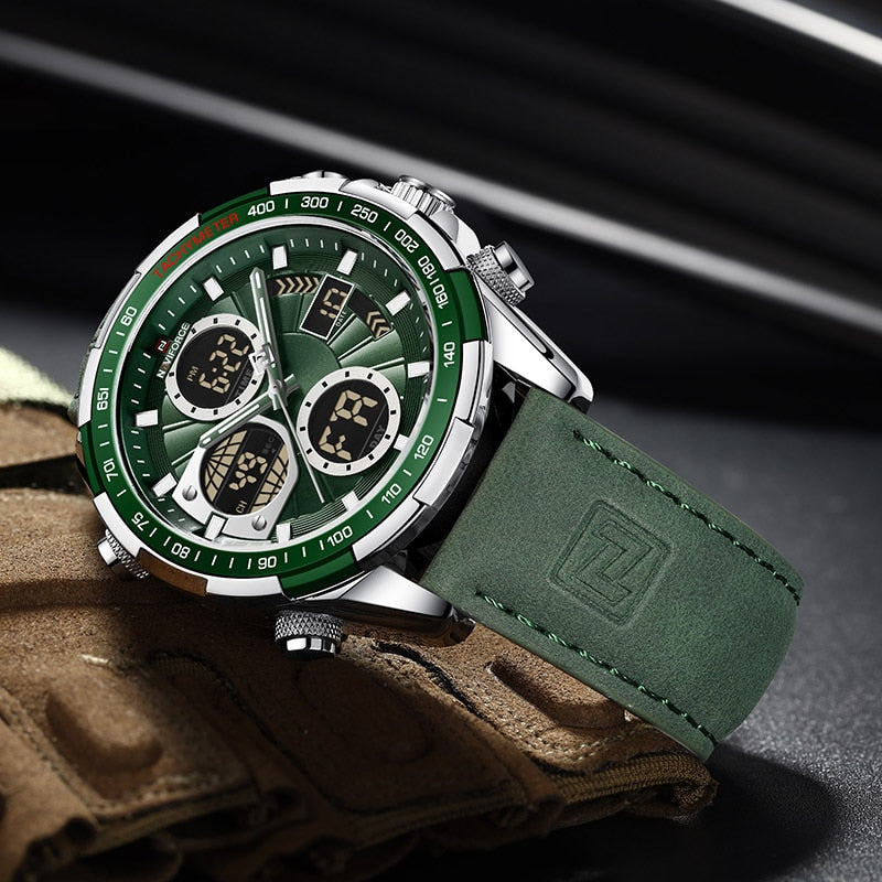 Novos relógios masculinos militares NAVIFORCE de luxo esportivo original à prova d'água de pulso de quartzo