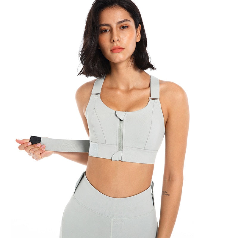 Sutiã Esportivo Nuvem Hide-Front Zipper para Mulheres fitness.