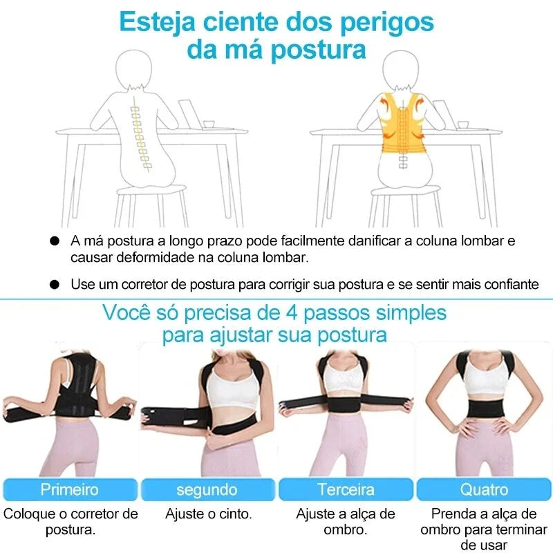Colete Postural Premium: Suporte Lombar Ajustável e Alinhamento Perfeito da Coluna