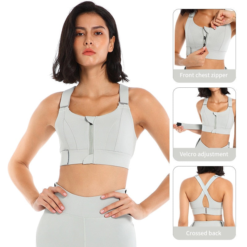 Sutiã Esportivo Nuvem Hide-Front Zipper para Mulheres fitness.