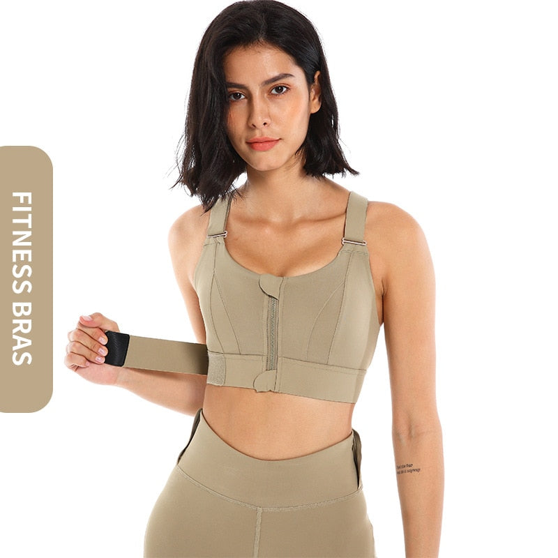 Sutiã Esportivo Nuvem Hide-Front Zipper para Mulheres fitness.