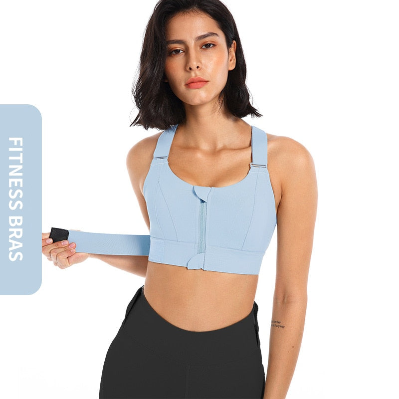Sutiã Esportivo Nuvem Hide-Front Zipper para Mulheres fitness.