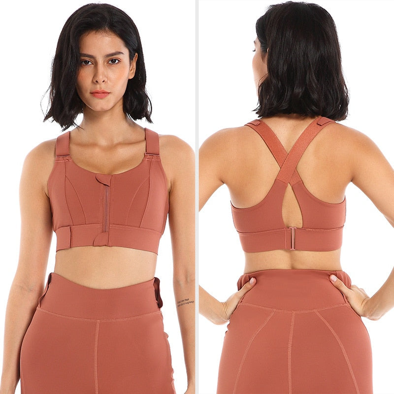 Sutiã Esportivo Nuvem Hide-Front Zipper para Mulheres fitness.