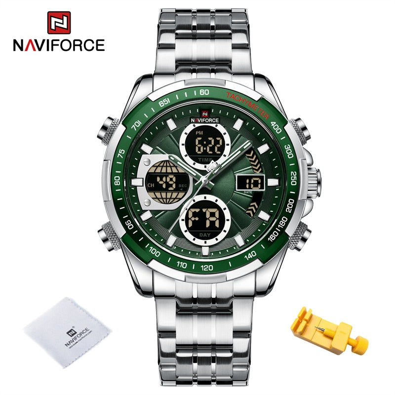 Novos relógios masculinos militares NAVIFORCE de luxo esportivo original à prova d'água de pulso de quartzo