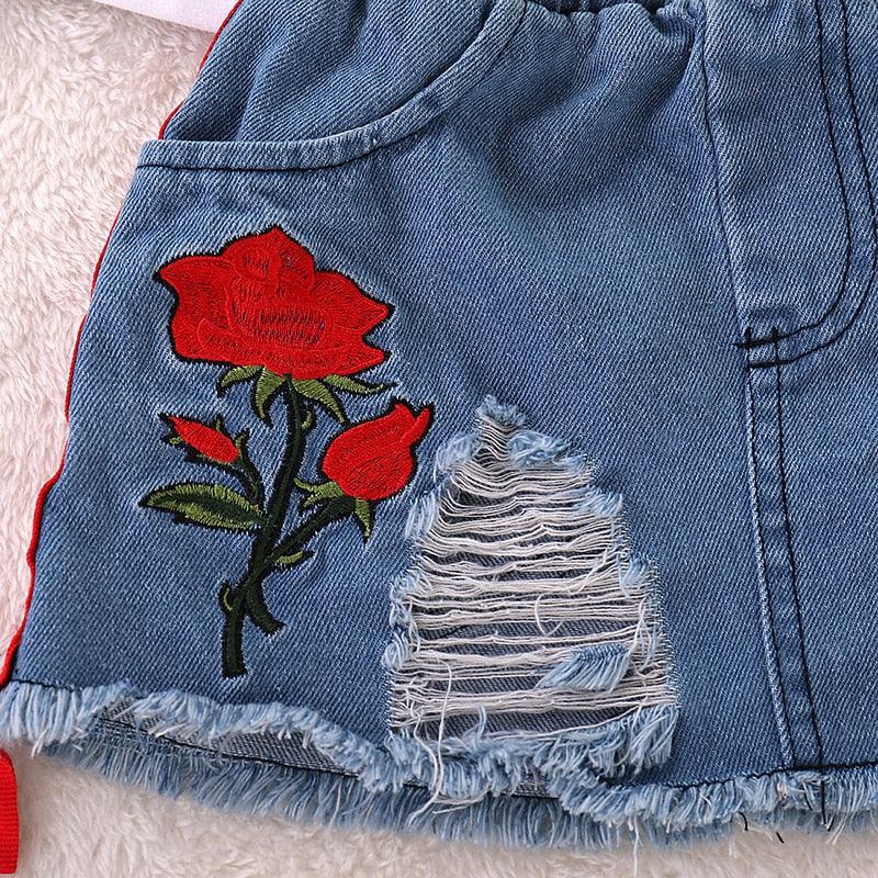 CONJUNTO INFANTIL SAIA JEANS - SELETO