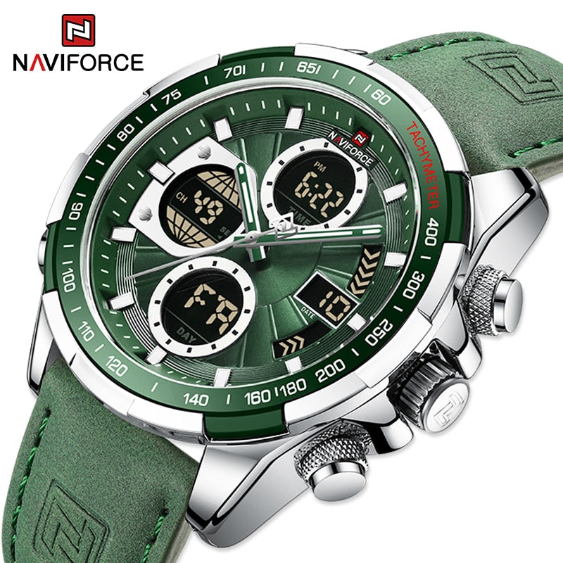 Novos relógios masculinos militares NAVIFORCE de luxo esportivo original à prova d'água de pulso de quartzo