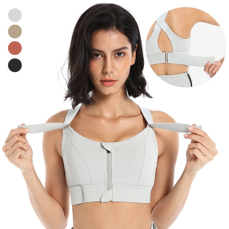 Sutiã Esportivo Nuvem Hide-Front Zipper para Mulheres fitness.